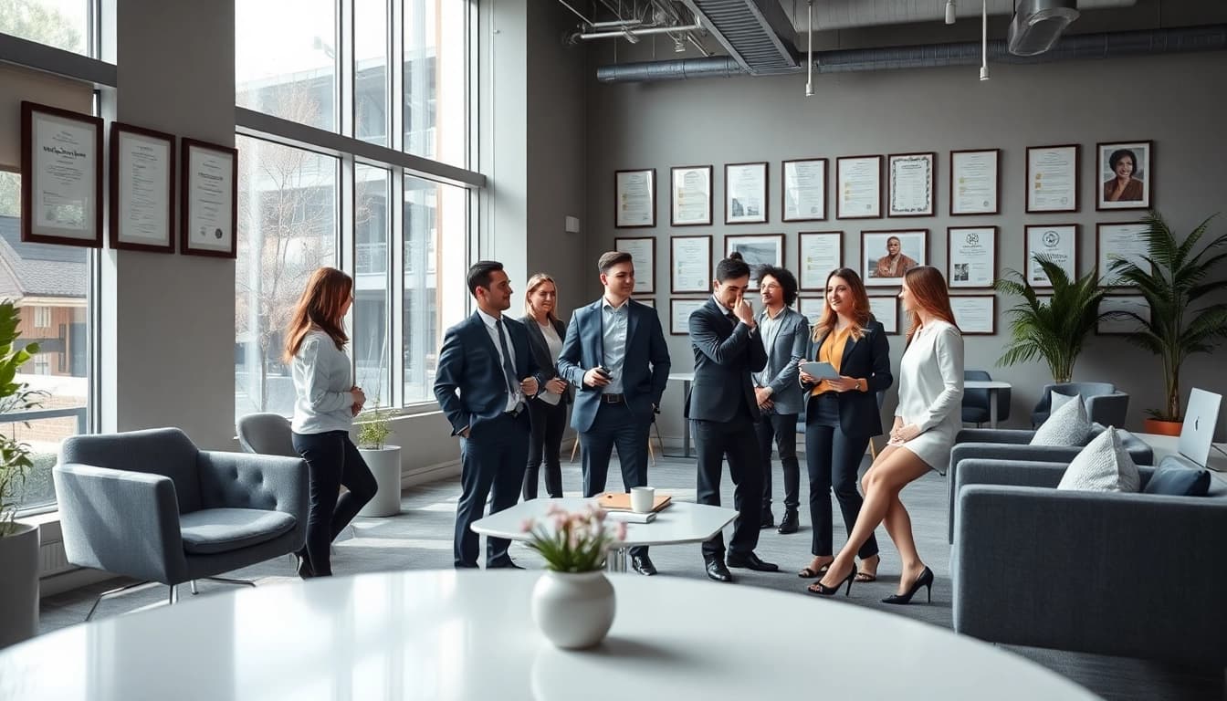 Professionals collaborating in a modern office, embodying the role of Headhunter Solingen.