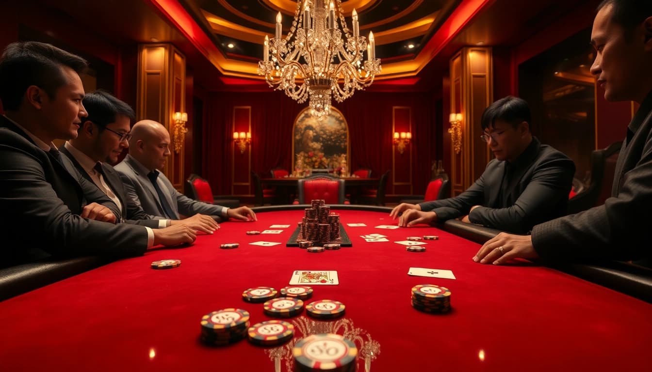 Players enjoying a high-stakes poker game with CM 88 chips in a luxurious casino.