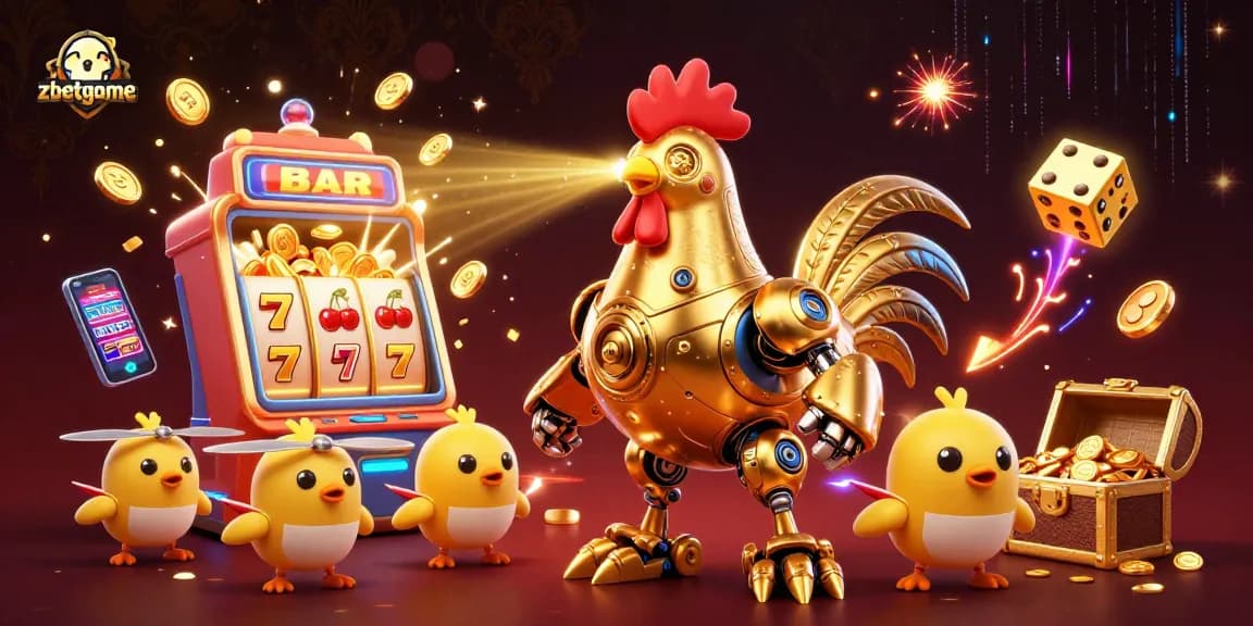 Play thrilling games at zbetgame, featuring a dynamic 3D casino scene filled with excitement.