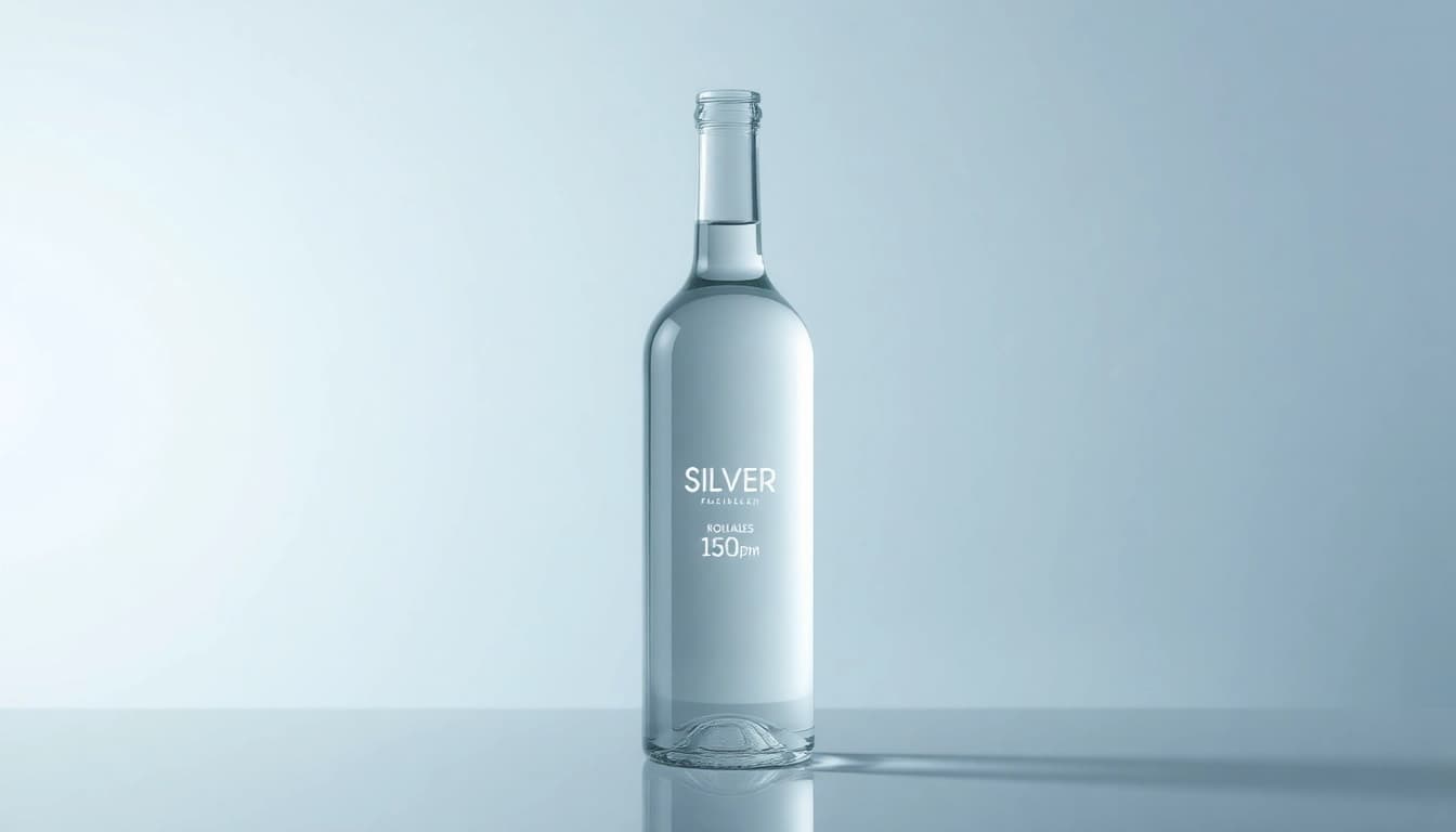 Erleben Sie die Vorteile von Kolloidales Silber 150 ppm in einer stilvollen Flasche für optimale Wirkung.
