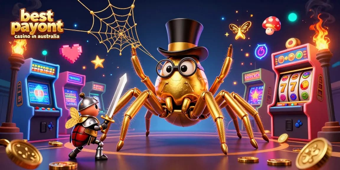 Experience the excitement of the best payout casino in australia in this dynamic 3D scene filled with vibrant gaming elements.