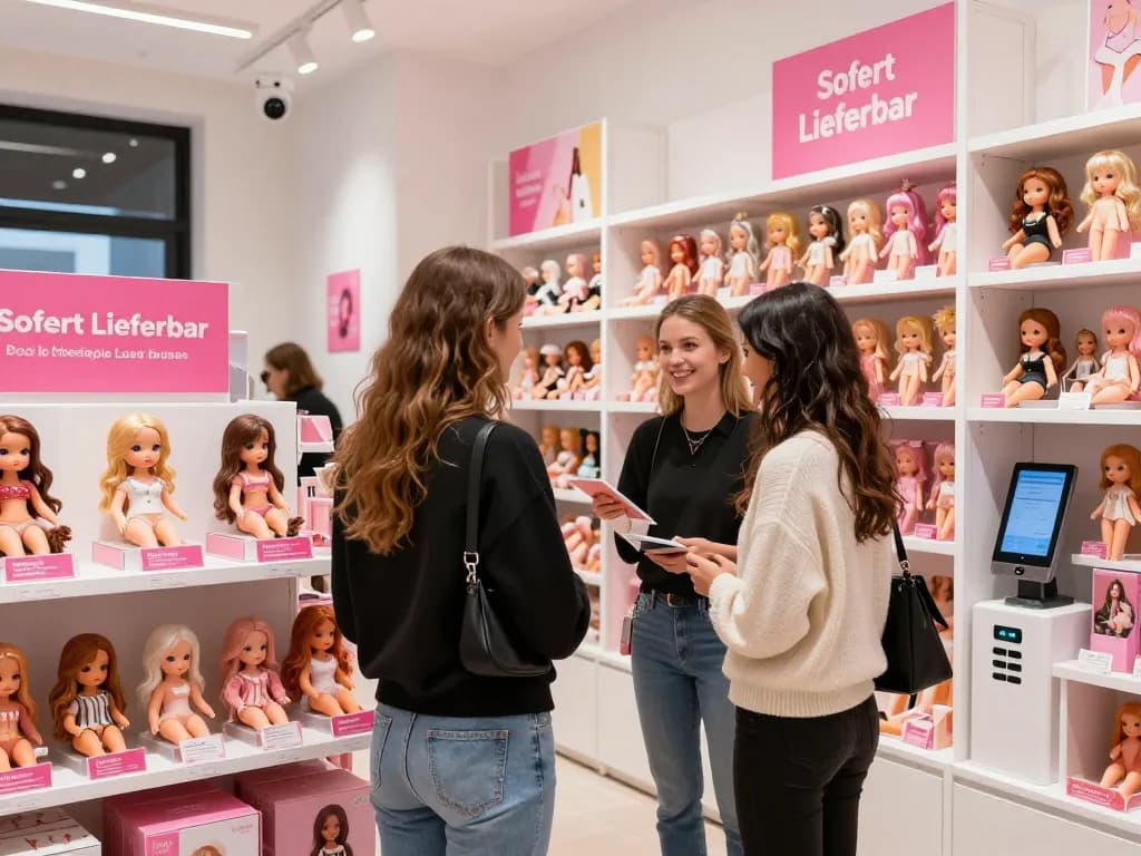 Stylische Sexpuppen, die für Sofort Lieferbar in einer modernen E-Commerce-Einzelhandelsumgebung erhältlich sind, die das Engagement der Kunden hervorhebt.