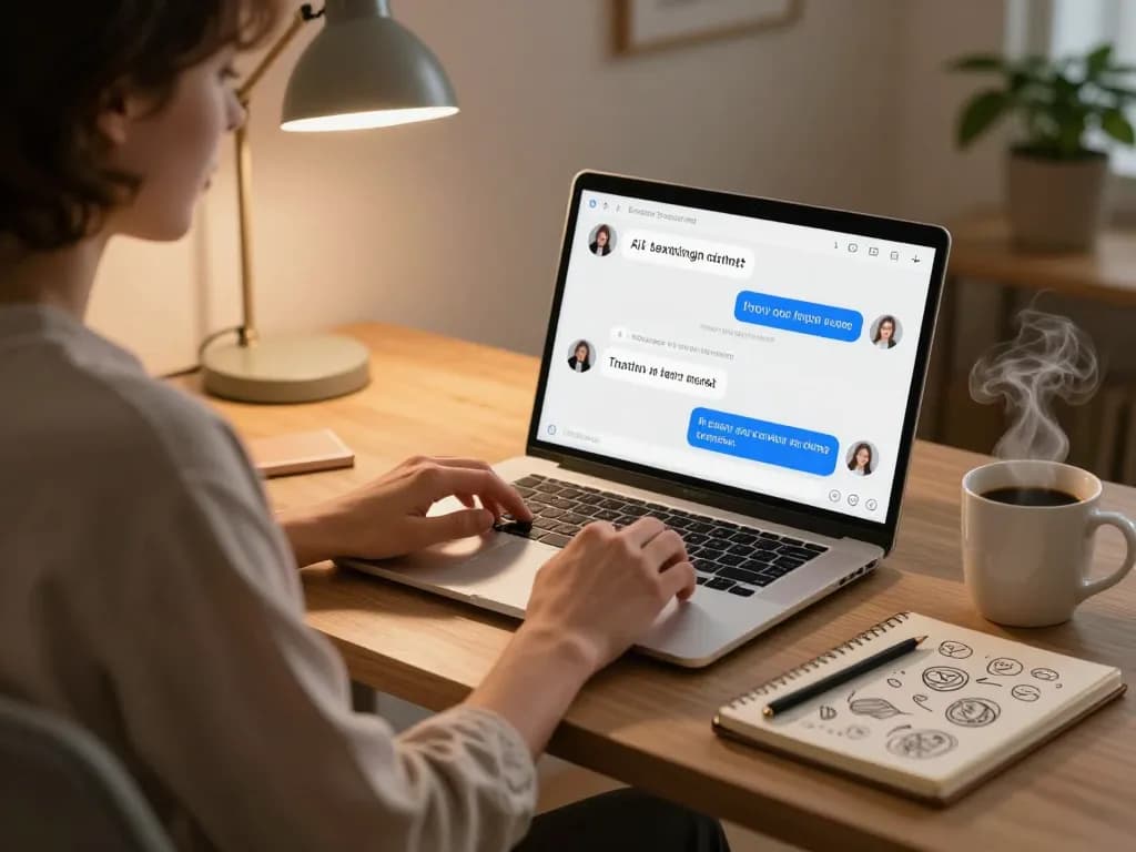 Engaging conversation about sexting AI in a cozy home office environment.