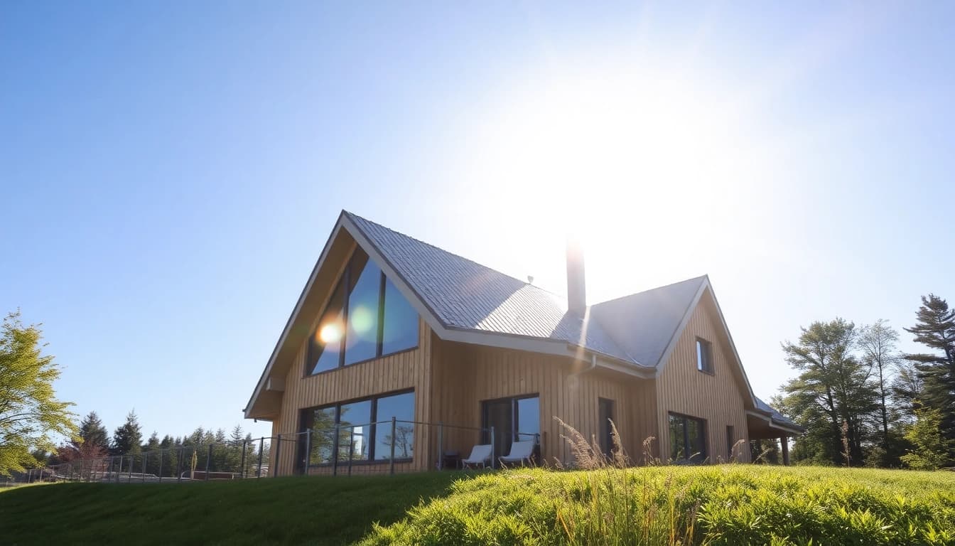 SIP House Projects: Modernes skandinavisches SIP-Haus mit großen Fenstern in der Natur.