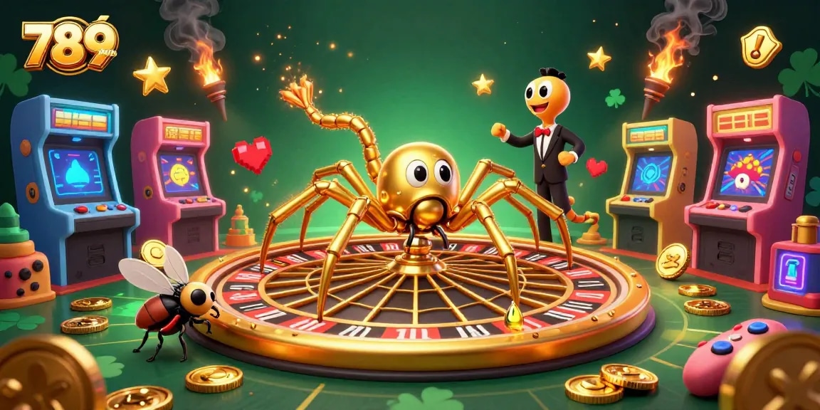 Engage with 789win's vibrant casino adventure as a fly nervously bets on the roulette wheel.