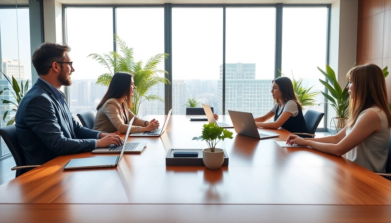 Personalberater berät Klienten in modernem Büro mit inspirierender Atmosphäre.
