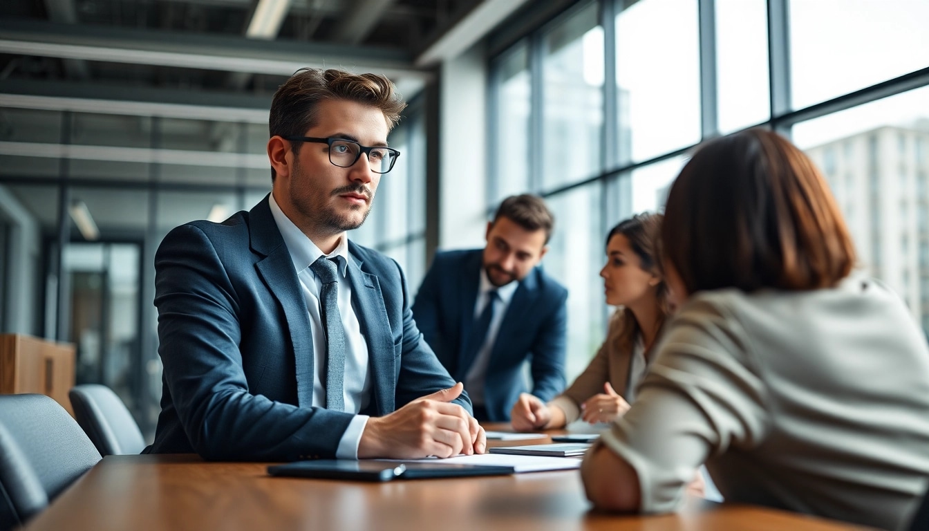 Headhunter Ingenieure engages with a client in a modern office setting.