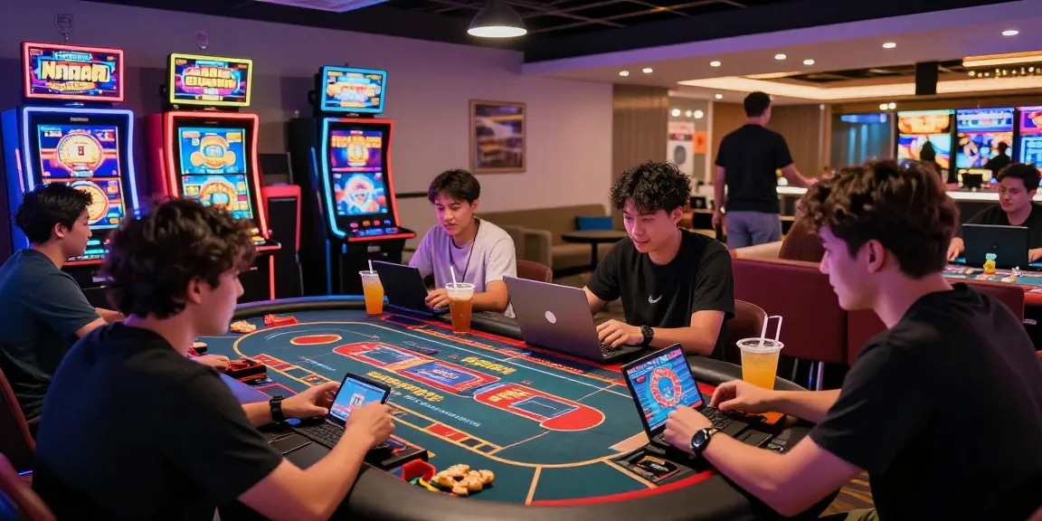 Exciting gaming atmosphere at https://b52club.radio.fm/ with players enjoying vibrant casino games on their devices.