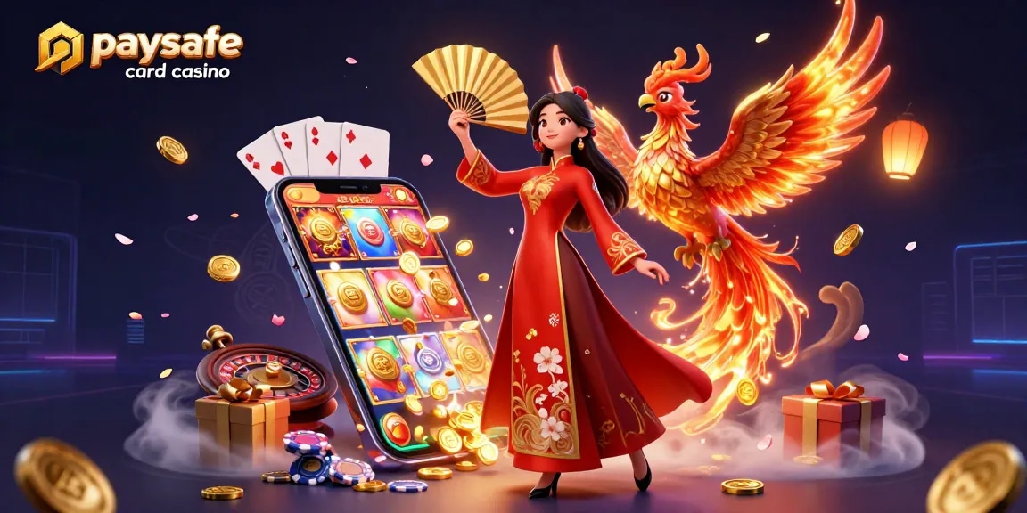 Spielen Sie dynamische Spiele in einem Paysafe Card Casino mit einer lebhaften Szene, die Aufregung ausstrahlt.