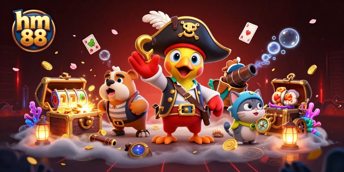 Experience thrilling wins at hm 88 with an exciting pirate-themed casino adventure filled with colorful slot reels.