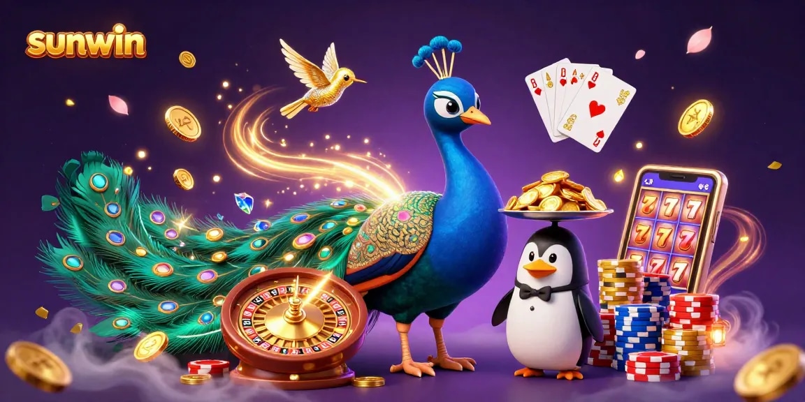 Play slots and win big at Sunwin with vibrant golden coins and dynamic gameplay elements in a stunning 3D scene.