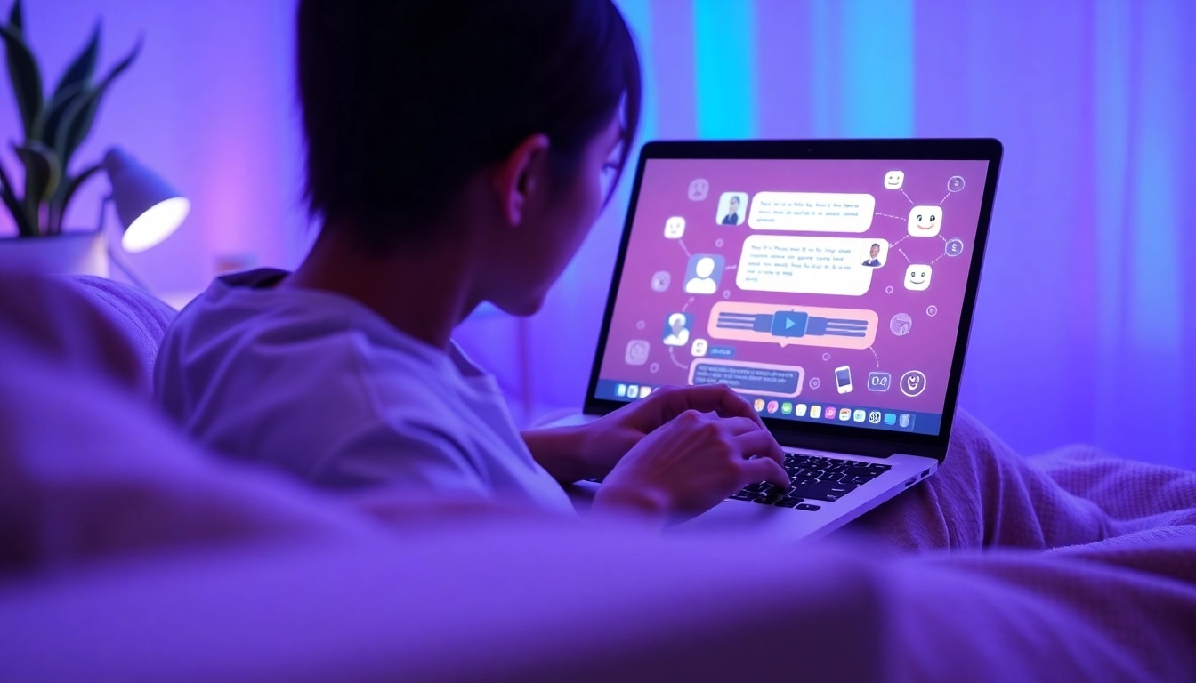 Engaging ai chat sex interaction with a vibrant chatbot on a laptop.