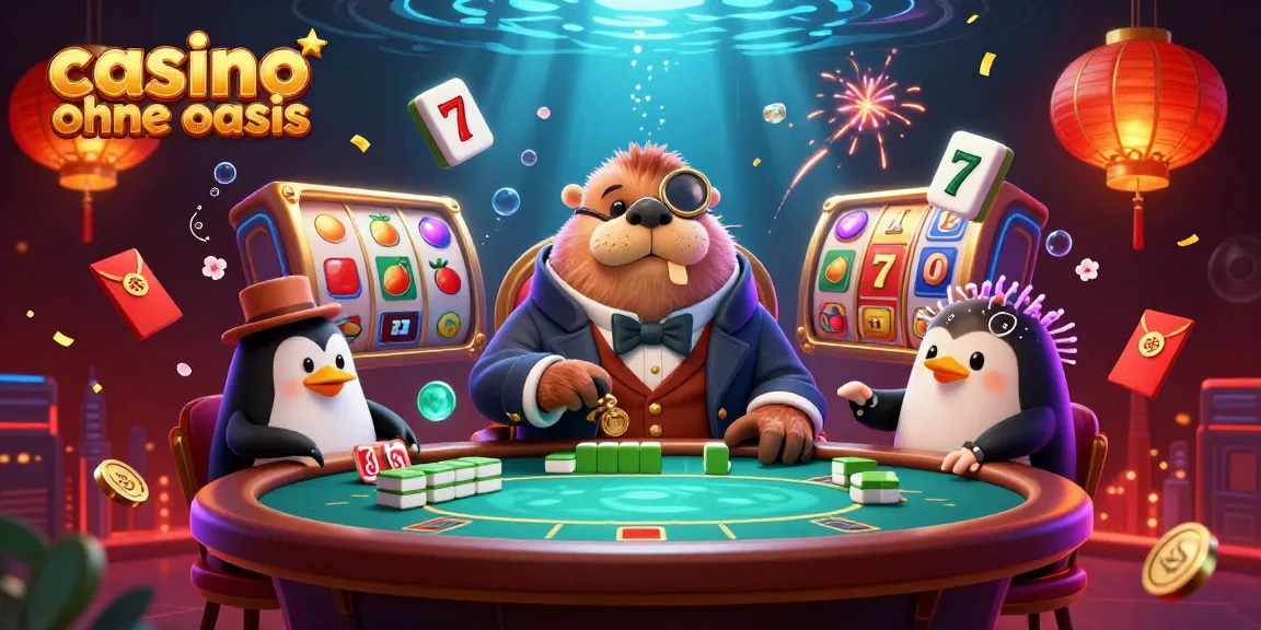 Play exciting casino ohne oasis games with a jolly walrus and friends at an underwater poker table.