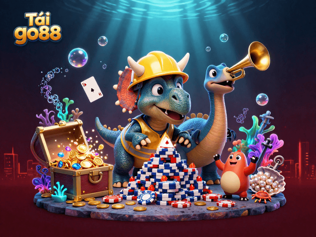 Win big with Tải go88 as the fun explodes in this vibrant casino-themed underwater scene!