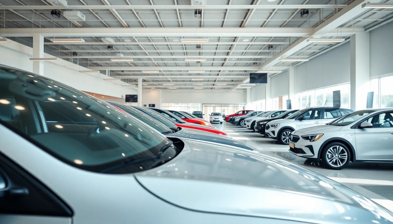 Autoankauf bei einem professionellen Autohaus mit glänzenden Fahrzeugen und einladender Atmosphäre