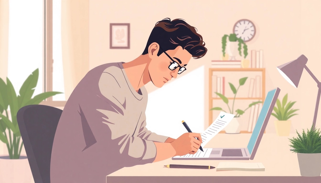 Person checking an organized list in a modern home office to signify productivity through thoughtful review.