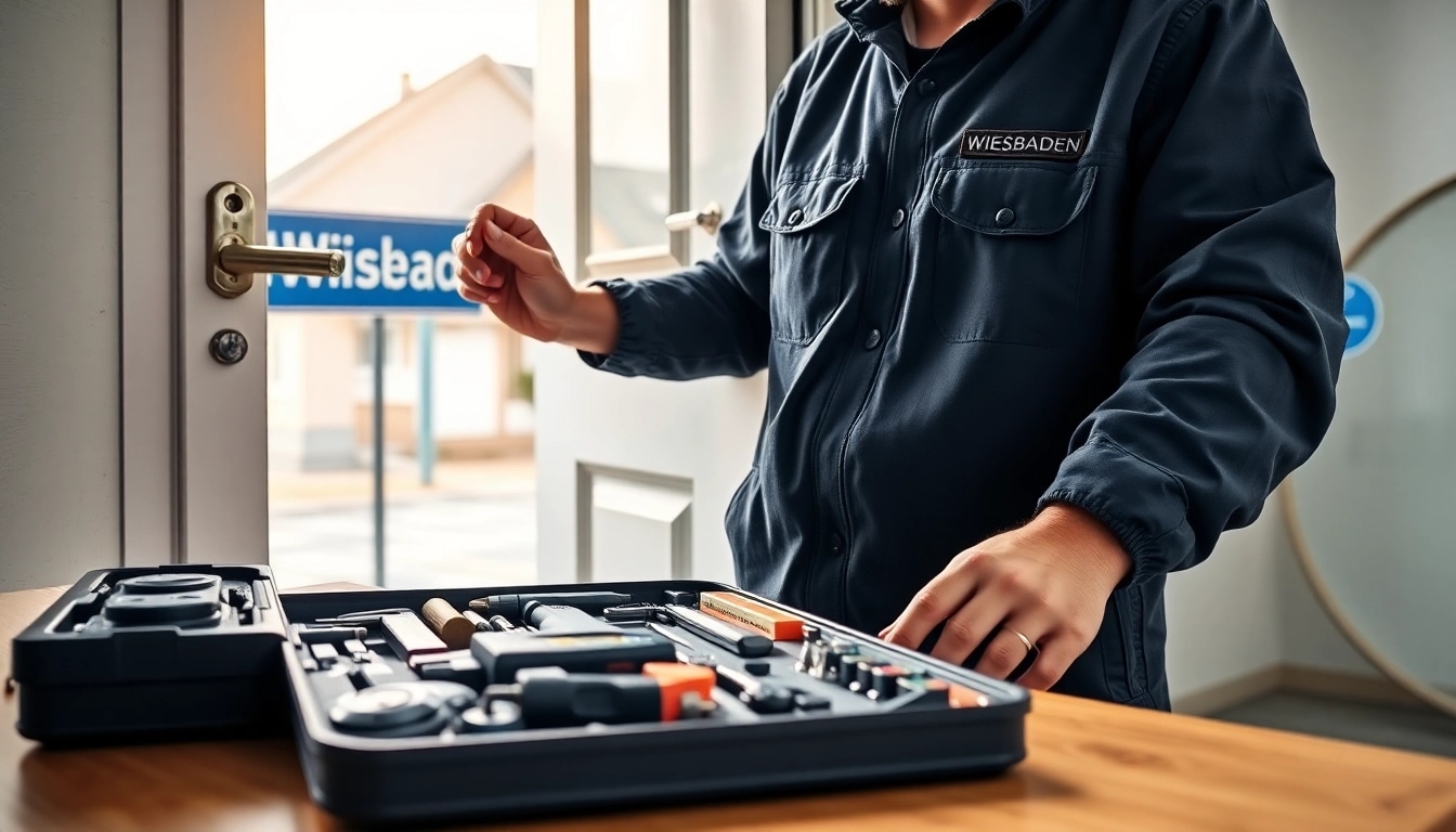 Experten-Schlüsseldienst Wiesbaden öffnet zügig eine Tür und demonstriert Professionalität sowie schnellen Service.