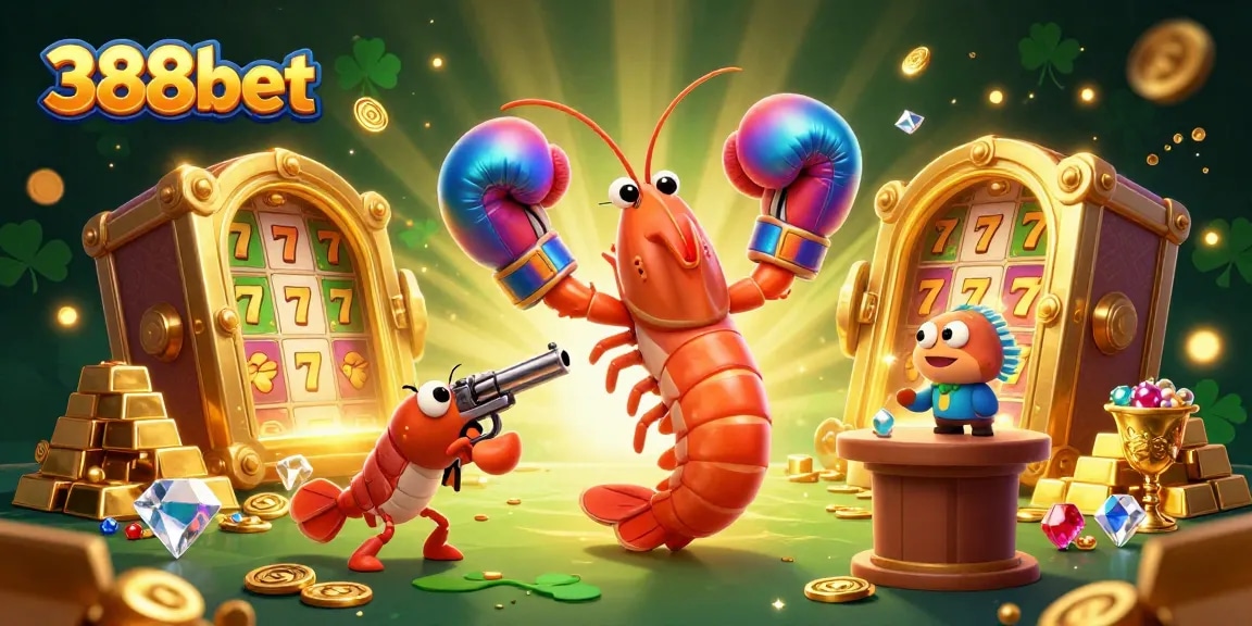 Experience the excitement of winning big at 388bet's casino with vibrant characters and dynamic elements.
