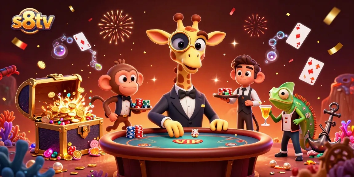 Experience the thrill of s8tv with animated casino elements and vibrant characters in an exciting scene.