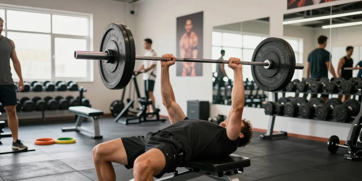 Erfolgreiche Athleten im Selliza Shop Fitnessstudio, die für Krafttraining trainieren.