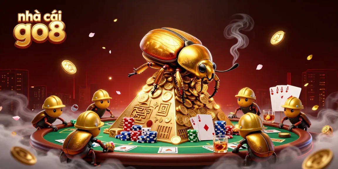 Engage with nhà cái go8 by winning big at exciting online casino games, featuring colorful poker elements.