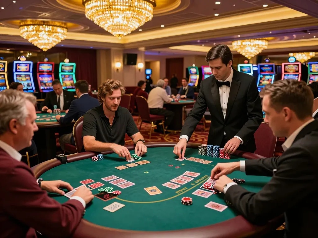 Experience the excitement of gaming at QQ88 link mới with intense blackjack action on the casino floor