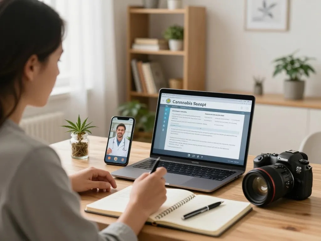 Patient, der ein Cannabis Rezept durch eine Telemedizinberatung erhält.