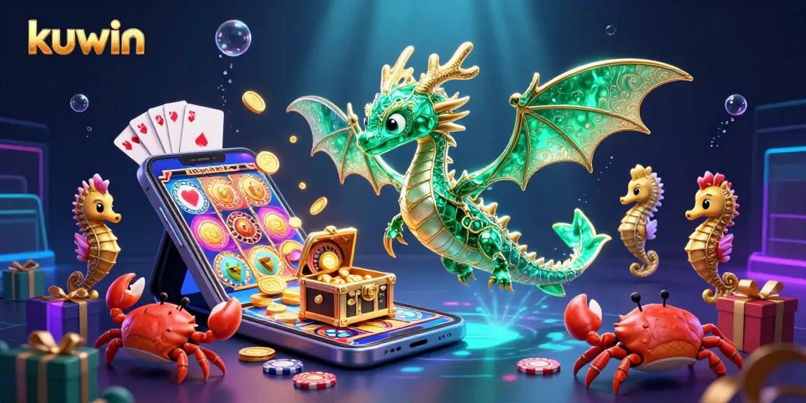 kuwin enhances gameplay with a vibrant underwater casino scene featuring a sea dragon and treasure elements