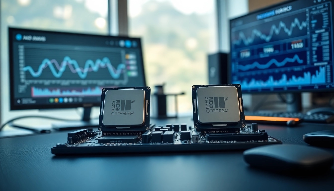 Prozessor Vergleich: Hochleistungsprozessoren nebeneinander auf modernem Desktop-Setup.