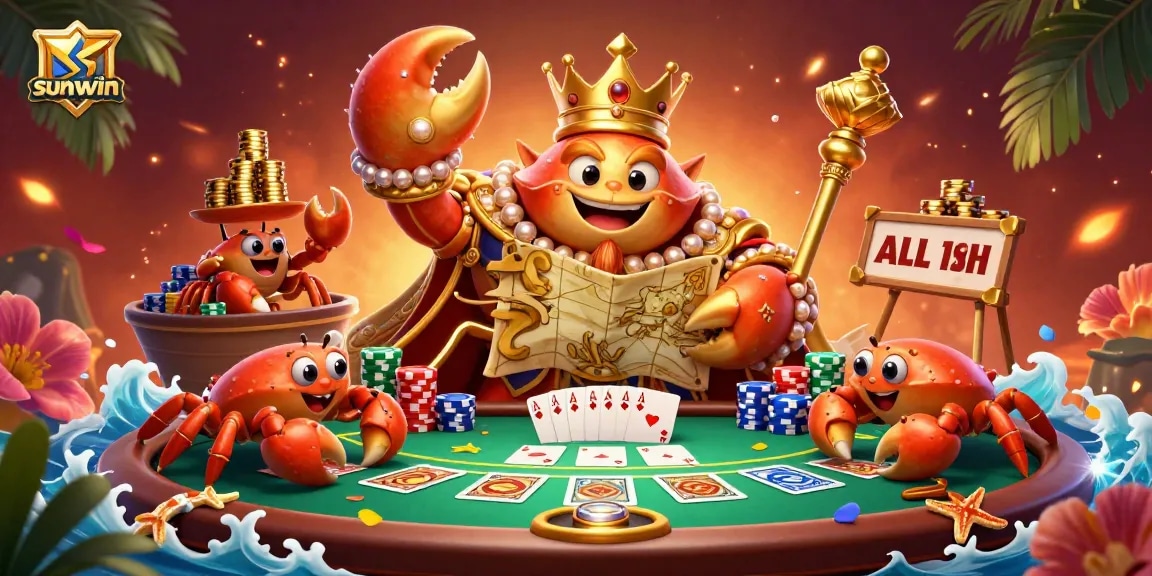 Experience the excitement of sunwin casino with a vibrant poker scene full of animated characters and dynamic gaming elements.
