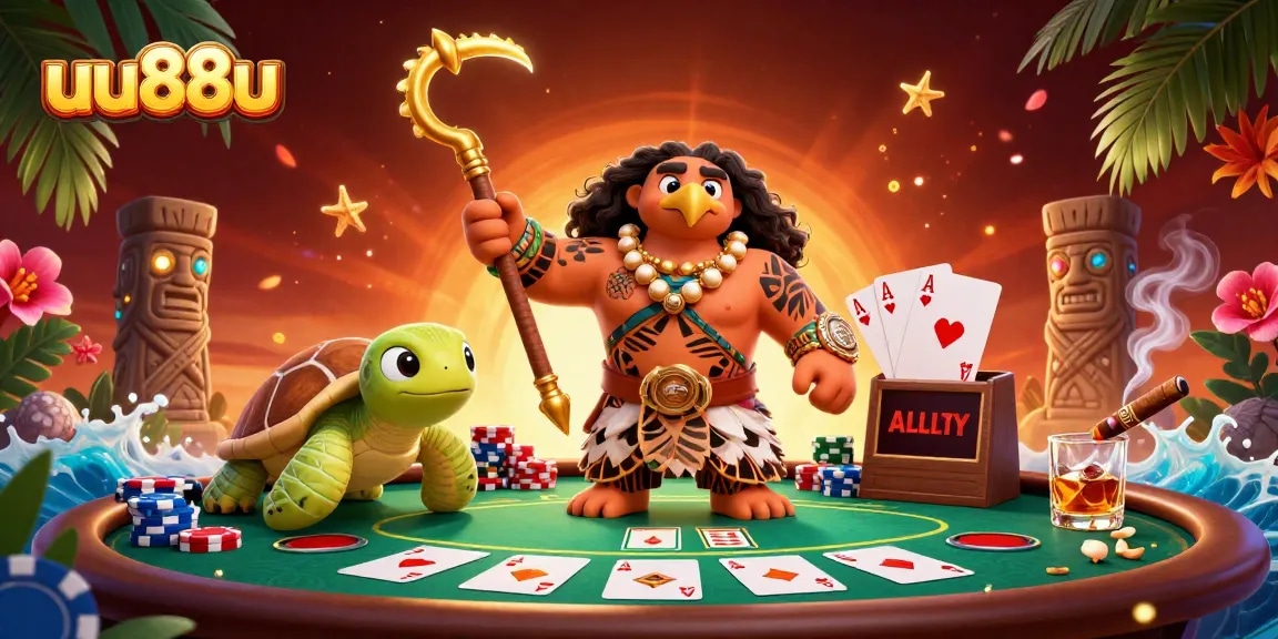 Experience the thrill with uu88u and dynamic poker action featuring a mythical demigod and lively elements.