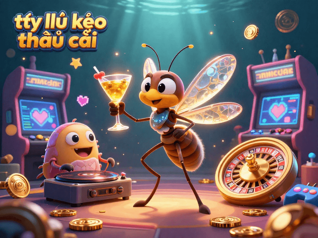 Engage with tỷ lệ kèo nhà cái through a vibrant casino-themed scene with iconic characters and elements.