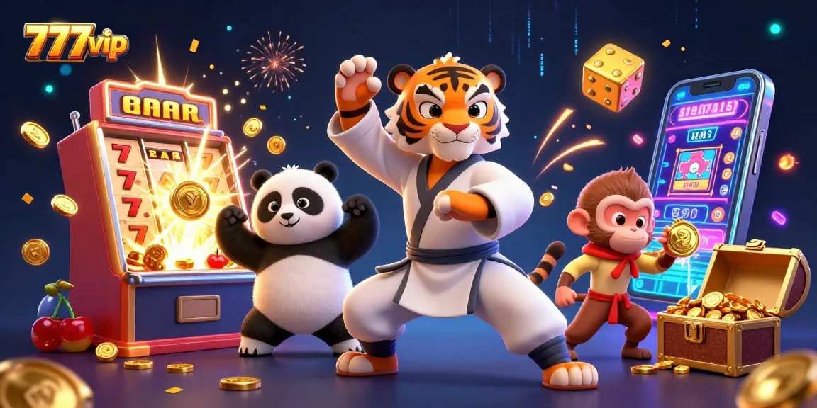 Engage with 777vip through vibrant slot action featuring animated characters and rich game elements.