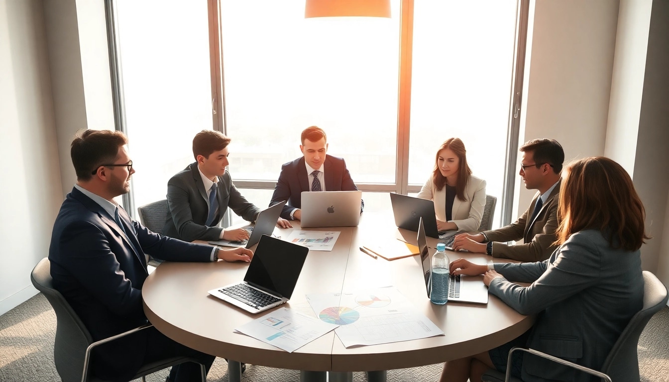 Professionelle Beratung im Executive Search im Sales-Bereich: Team diskutiert Strategien an einem Tisch.