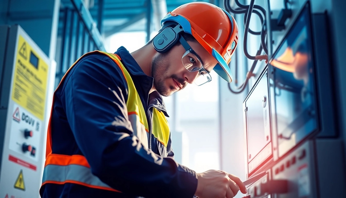 Technician conducting a DGUV V3 Prüfung, ensuring electrical safety standards compliance.