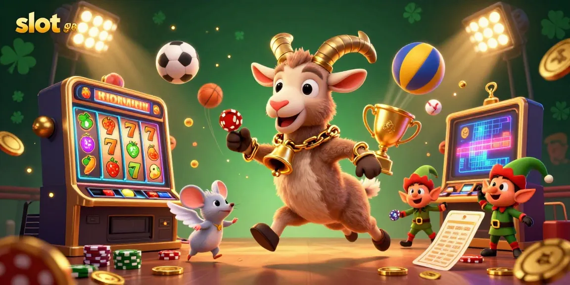 Engaging illustration of Krampus and elves in a slot gacor casino, full of excitement and playful mischief.