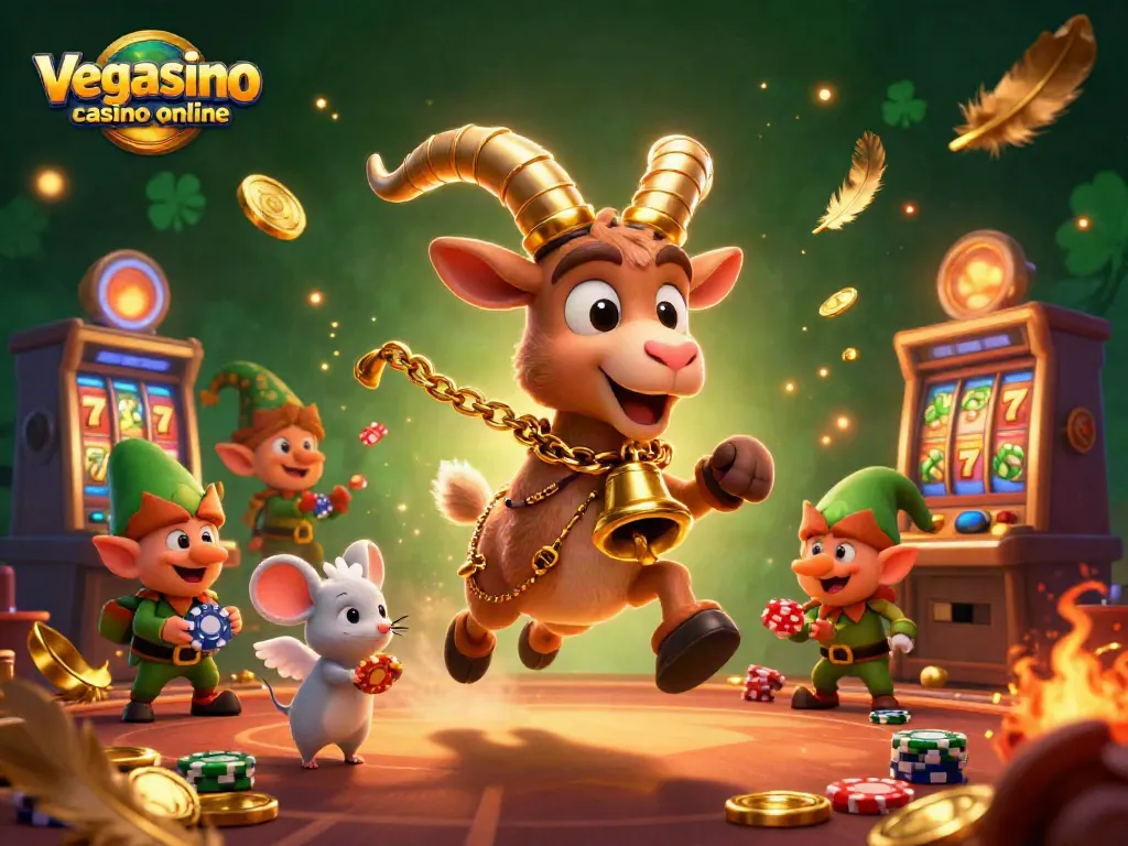 Experience the excitement of vegasino casino online with a lively scene of animated characters in a festive gaming atmosphere.