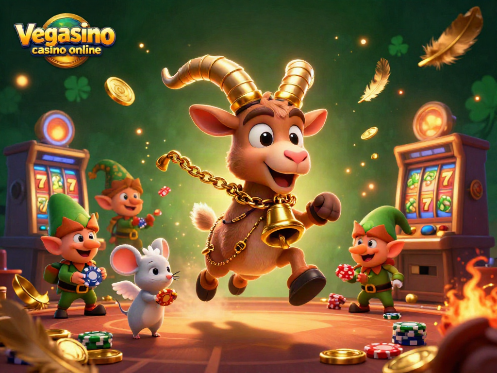Experience the excitement of vegasino casino online with a lively scene of animated characters in a festive gaming atmosphere.