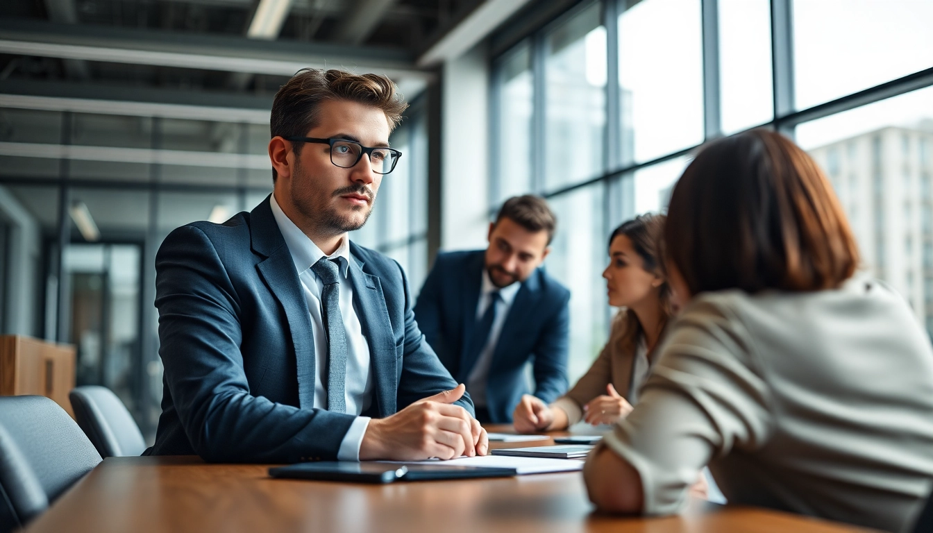 Headhunter Ingenieure engages with a client in a modern office setting.