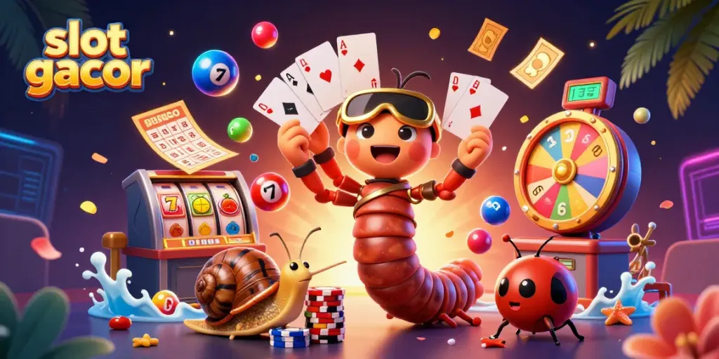 Experience the excitement of slot gacor with colorful characters and dynamic gambling elements in action.