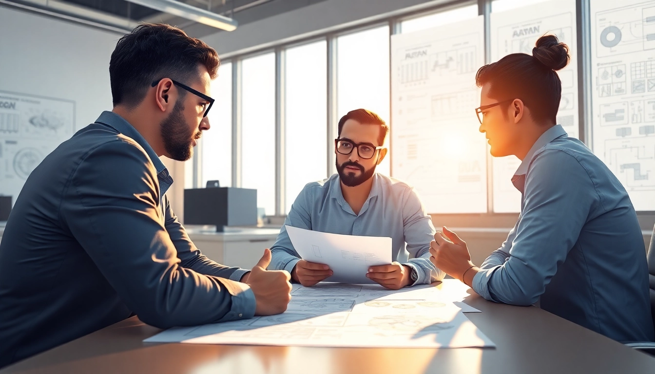 Headhunter Ingenieure in einer strategischen Sitzung mit Ingenieuren, um Karrieremöglichkeiten zu besprechen.