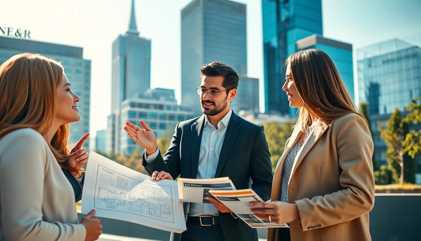 Immobilienmakler Frankfurt Preungesheim beratend bei der Besichtigung eines modernen Stadtobjekts.