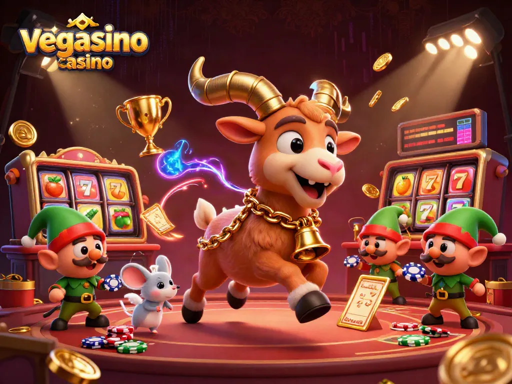 Engage in thrilling gameplay at vegasino casino, where festive characters animate the gaming scene.