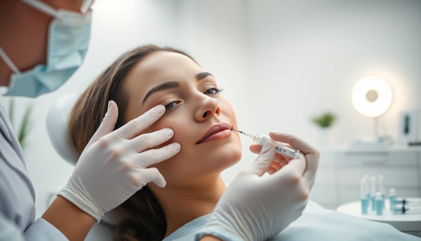 Anwendung von hyaluron filler durch Dermatologen in moderner Klinik mit entspannter Atmosphäre.