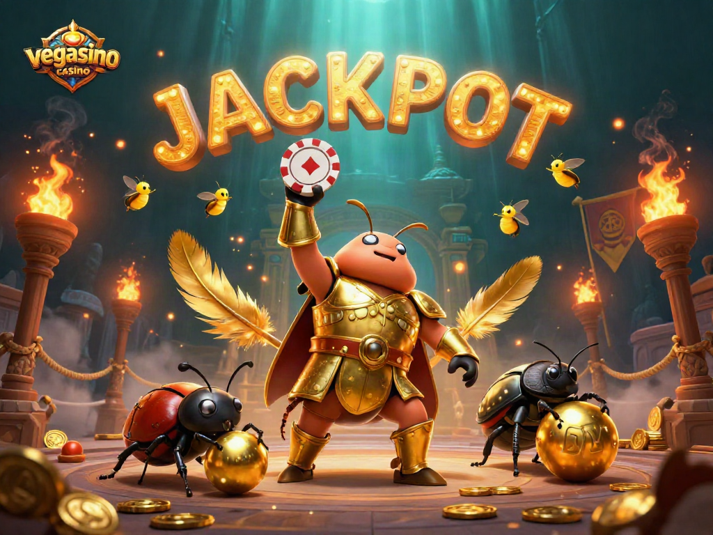 Experience the thrill of wins at Vegasino Casino with vibrant characters and gaming elements in action.