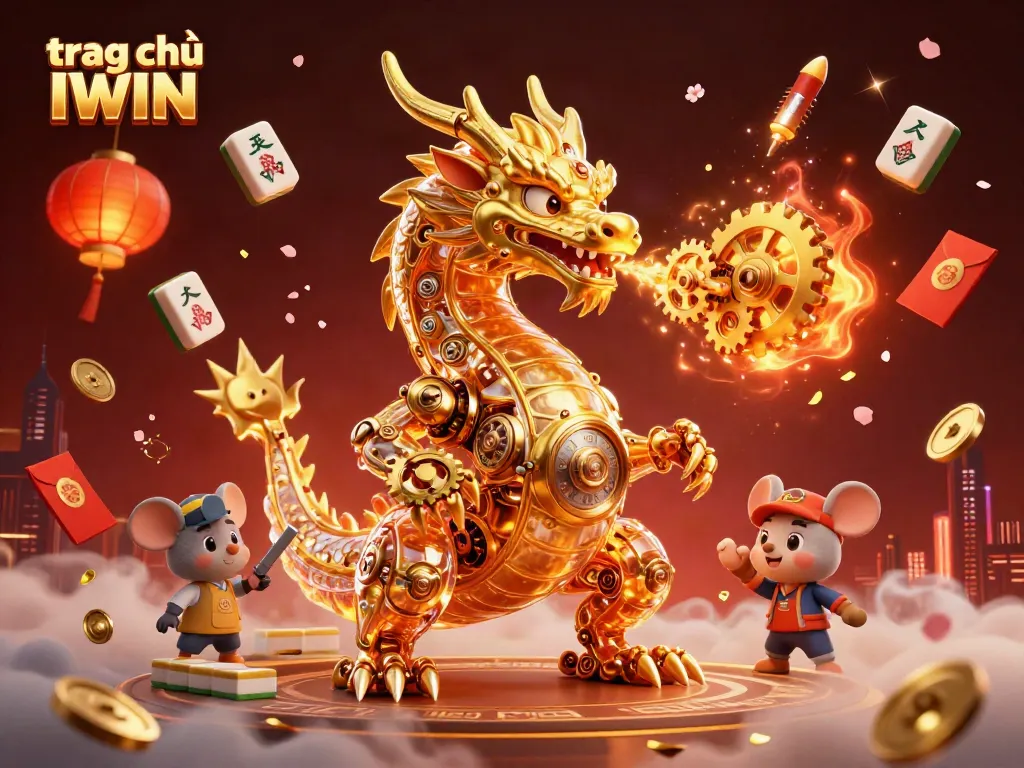 Engage in thrilling gameplay at trag chủ IWIN with exciting visuals of dragon and festive elements.