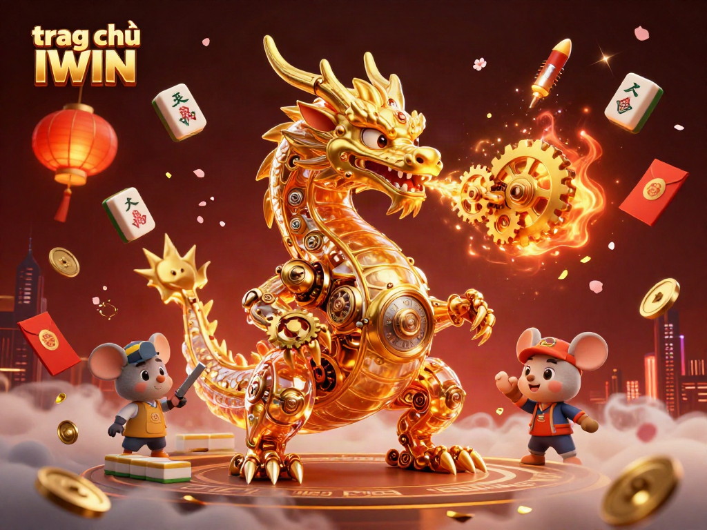 Engage in thrilling gameplay at trag chủ IWIN with exciting visuals of dragon and festive elements.