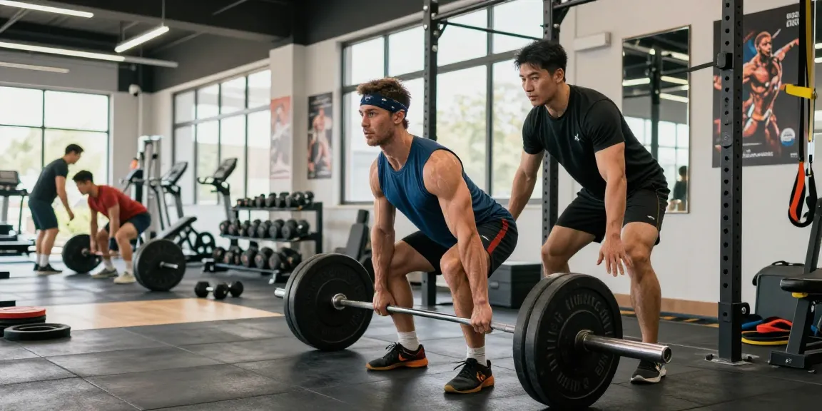 Starker Athlet hebt Gewichte im Steroidshop Fitnessstudio, zeigt Entschlossenheit und Training.