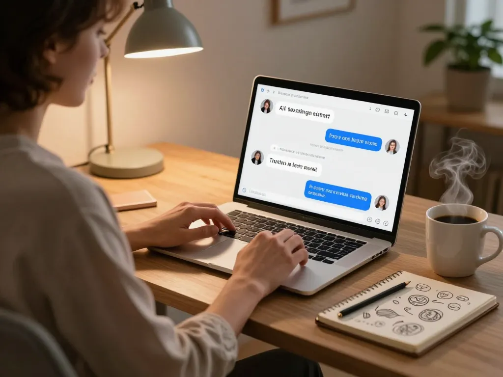 Engaging conversation about sexting AI in a cozy home office environment.