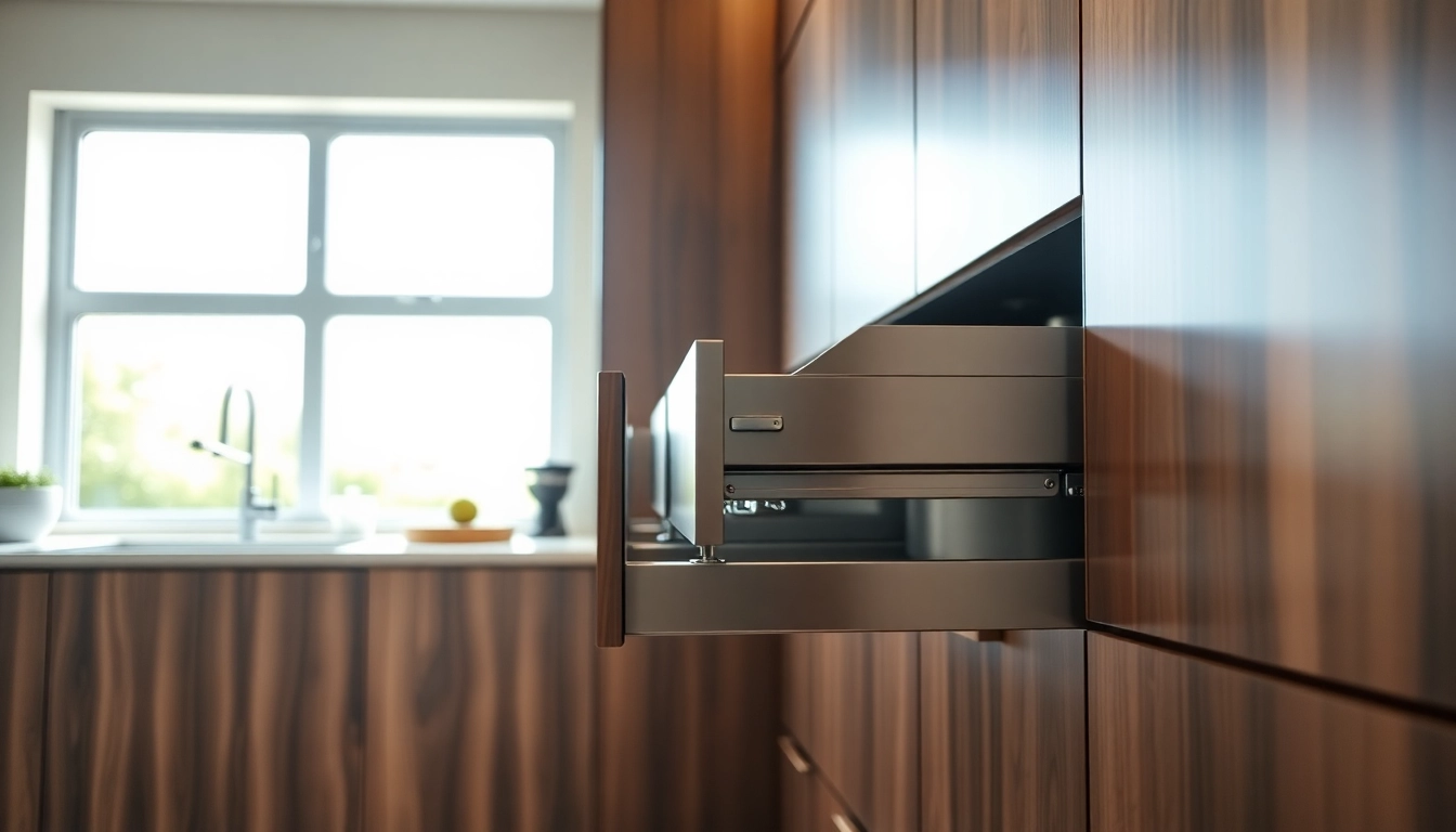 Benutzerfreundliche Metal Drawer System in modernem Küchendesign mit eleganten Details.